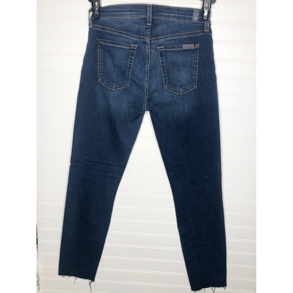 7 FAM Roxanne Ankle Crop Raw Hem Mid Rise Jeans - Picture 3 of 5